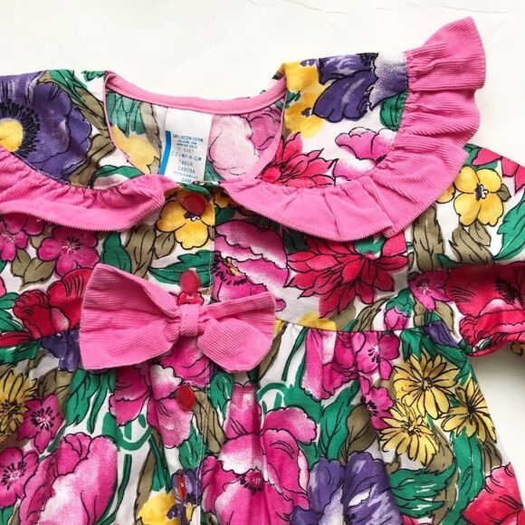 Vintage Floral print ruffle collar  jumpsuit EUC 24 months - Picture 2 of 11